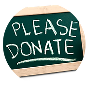 Please donate written on chalkboard