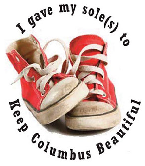 Keep Columbus Beautiful shoe collection badge