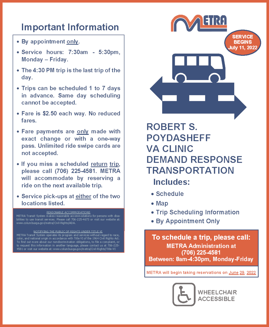 METRA’s Robert S. Poydasheff VA Clinic Demand Response Transportation press release